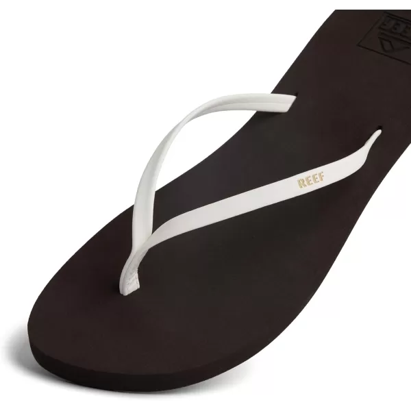 imageREEF Bliss Nights Womens Flip Flop Super Lightweight and Soft Footbed Thin Strap Beach SandalBrownWhite