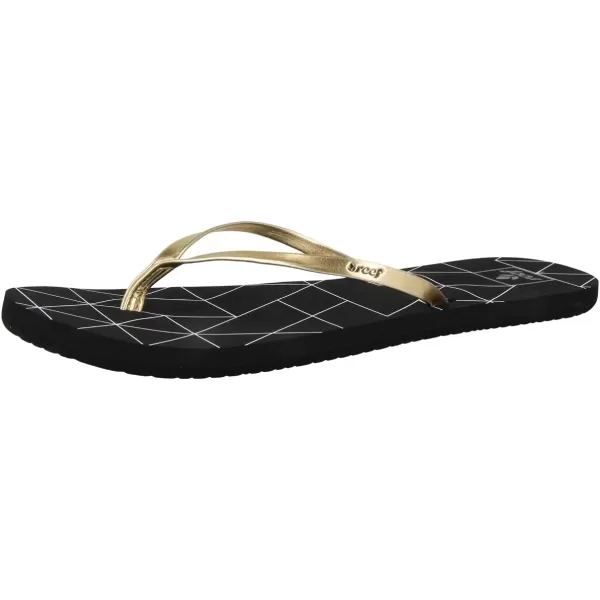 imageREEF Bliss Nights Womens Flip Flop Super Lightweight and Soft Footbed Thin Strap Beach SandalGold Pyramids