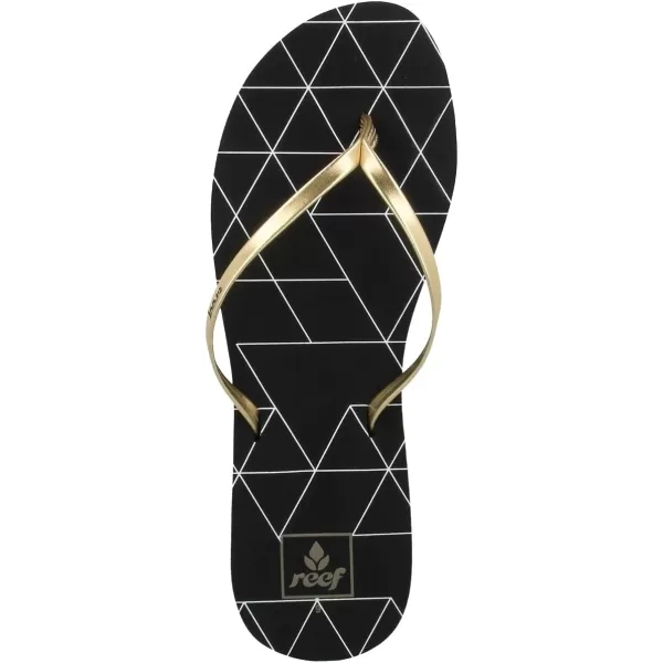 imageREEF Bliss Nights Womens Flip Flop Super Lightweight and Soft Footbed Thin Strap Beach SandalGold Pyramids