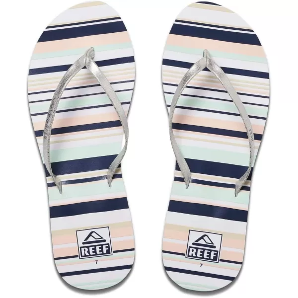 imageREEF Bliss Nights Womens Flip Flop Super Lightweight and Soft Footbed Thin Strap Beach SandalPrep Stripe