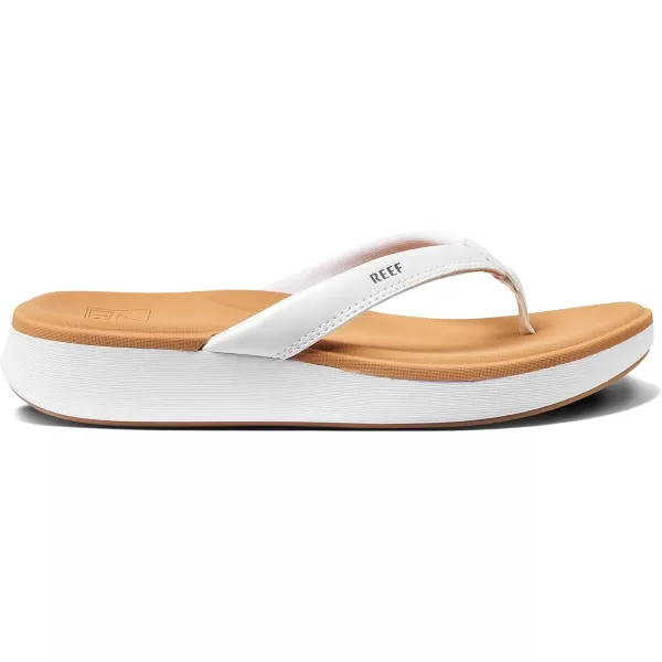 imageREEF Cushion Cloud Womens Flip Flop Super Soft Molded Footbed Arch SupportWhiteTan
