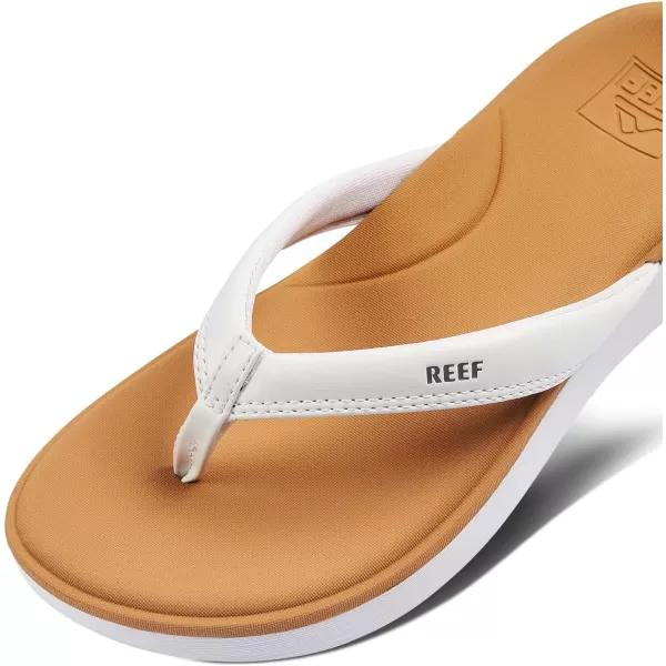 imageREEF Cushion Cloud Womens Flip Flop Super Soft Molded Footbed Arch SupportWhiteTan
