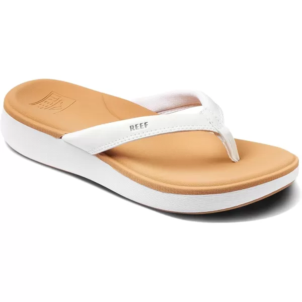 imageREEF Cushion Cloud Womens Flip Flop Super Soft Molded Footbed Arch SupportWhiteTan