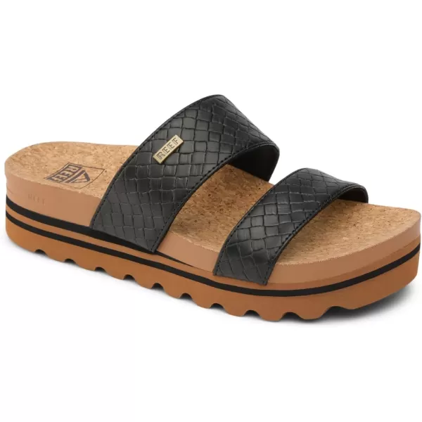 imageREEF Cushion Vista Hi Womens Platform Fashion Sandal Arch Support Ultra Soft Cushion FootbedBlack Wicker