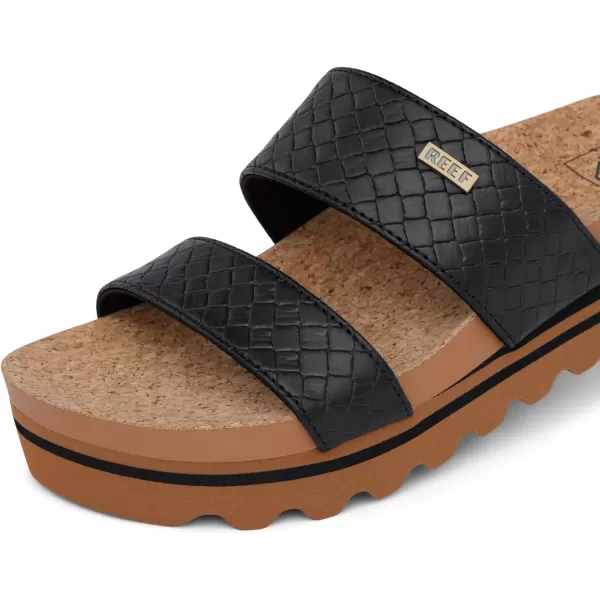 imageREEF Cushion Vista Hi Womens Platform Fashion Sandal Arch Support Ultra Soft Cushion FootbedBlack Wicker