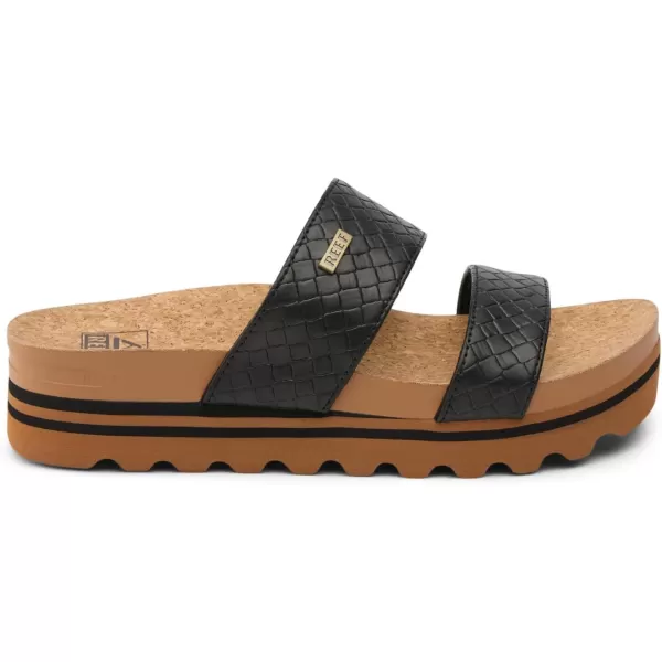 imageREEF Cushion Vista Hi Womens Platform Fashion Sandal Arch Support Ultra Soft Cushion FootbedBlack Wicker