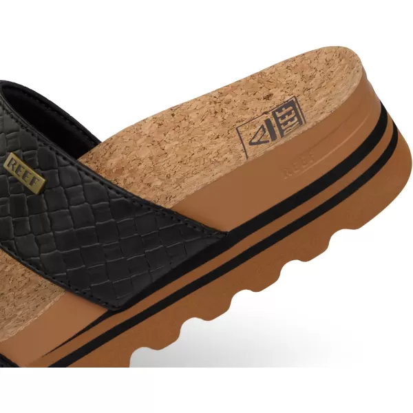 imageREEF Cushion Vista Hi Womens Platform Fashion Sandal Arch Support Ultra Soft Cushion FootbedBlack Wicker