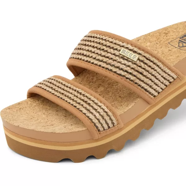 imageREEF Cushion Vista Hi Womens Platform Fashion Sandal Arch Support Ultra Soft Cushion FootbedChocolate Raffia