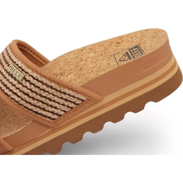 imageREEF Cushion Vista Hi Womens Platform Fashion Sandal Arch Support Ultra Soft Cushion FootbedChocolate Raffia