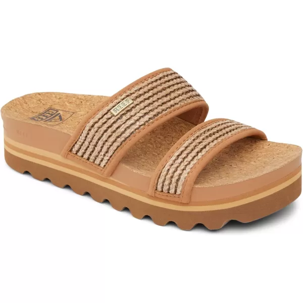 imageREEF Cushion Vista Hi Womens Platform Fashion Sandal Arch Support Ultra Soft Cushion FootbedChocolate Raffia