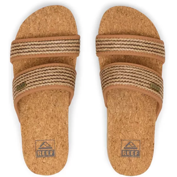 imageREEF Cushion Vista Hi Womens Platform Fashion Sandal Arch Support Ultra Soft Cushion FootbedChocolate Raffia