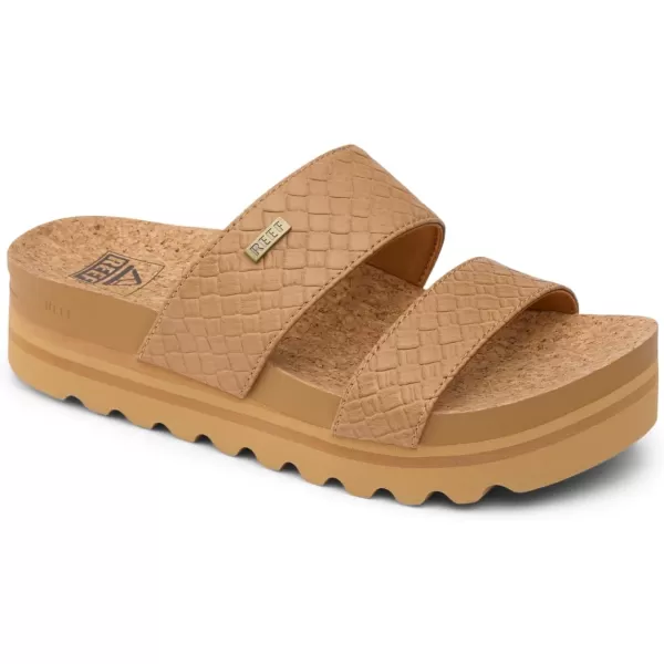 imageREEF Cushion Vista Hi Womens Platform Fashion Sandal Arch Support Ultra Soft Cushion FootbedTan Wicker