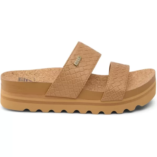 imageREEF Cushion Vista Hi Womens Platform Fashion Sandal Arch Support Ultra Soft Cushion FootbedTan Wicker