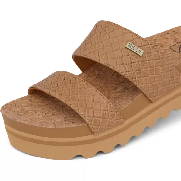 imageREEF Cushion Vista Hi Womens Platform Fashion Sandal Arch Support Ultra Soft Cushion FootbedTan Wicker