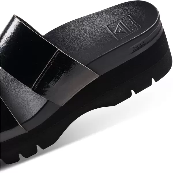 imageREEF Cushion Vista Higher Womens Platform Fashion Sandal Arch Support Ultra Soft Cushion FootbedBlack Patent