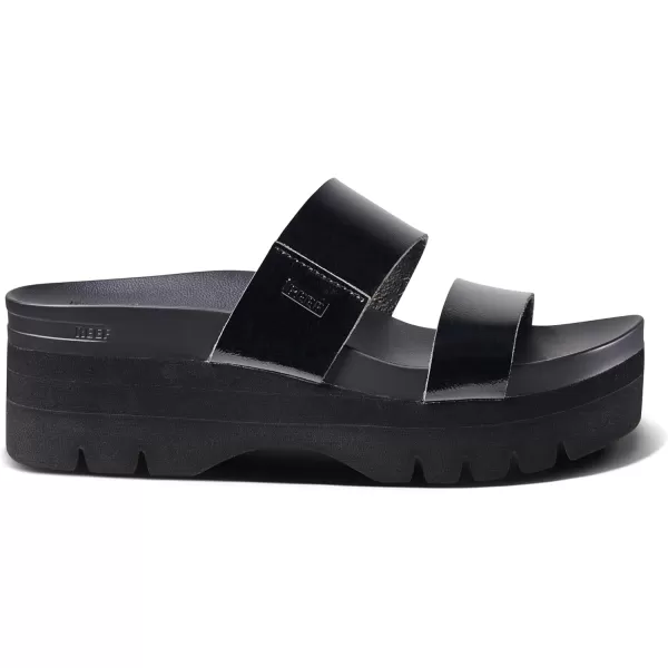 imageREEF Cushion Vista Higher Womens Platform Fashion Sandal Arch Support Ultra Soft Cushion FootbedBlack Patent
