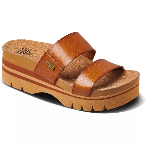 imageREEF Cushion Vista Higher Womens Platform Fashion Sandal Arch Support Ultra Soft Cushion FootbedCognac