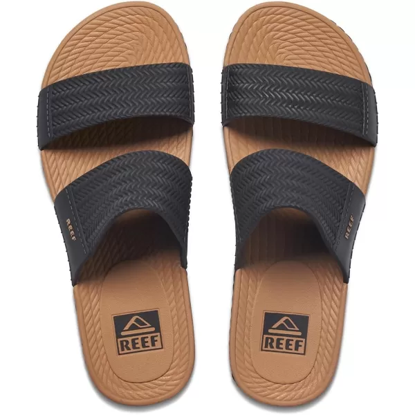 imageREEF Water Vista Slide Womens Platform Slide Water Friendly Arch SupportBlackTan