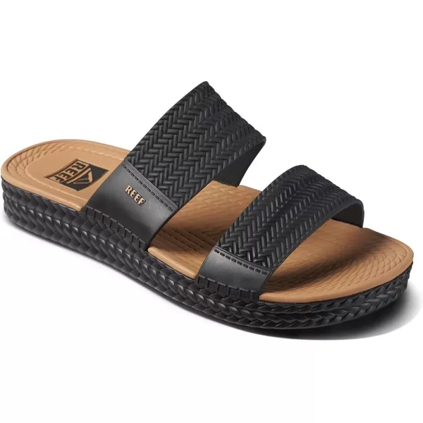 imageREEF Water Vista Slide Womens Platform Slide Water Friendly Arch SupportBlackTan