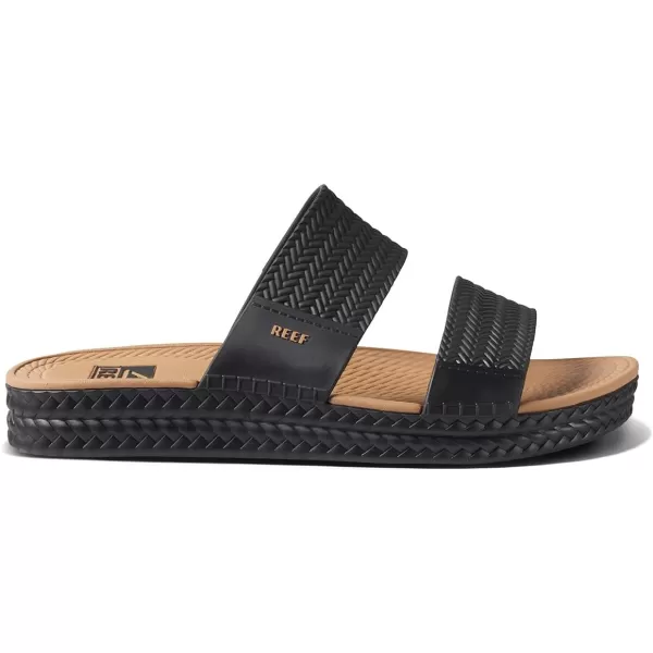 imageREEF Water Vista Slide Womens Platform Slide Water Friendly Arch SupportBlackTan