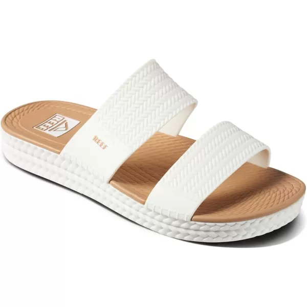 imageREEF Water Vista Slide Womens Platform Slide Water Friendly Arch SupportWhiteTan
