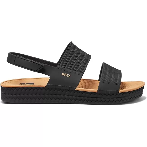 imageREEF Water Vista Womens Platform Sandal Water Friendly Adjustable Velcro StrapBlackTan