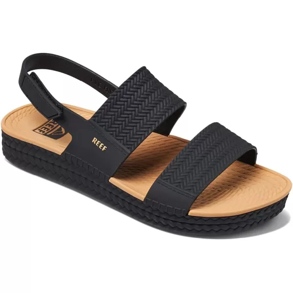 imageREEF Water Vista Womens Platform Sandal Water Friendly Adjustable Velcro StrapBlackTan