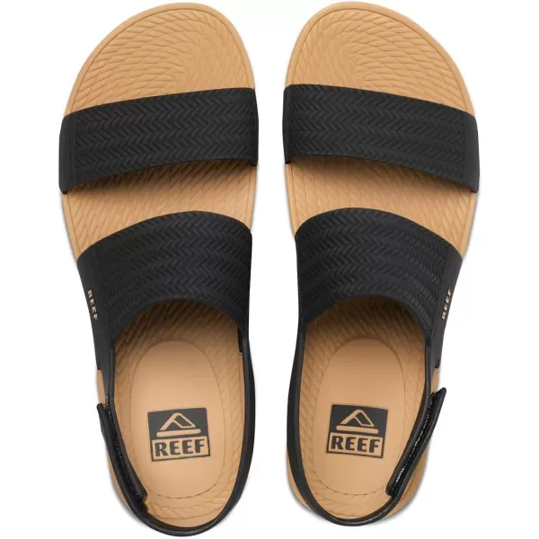 imageREEF Water Vista Womens Platform Sandal Water Friendly Adjustable Velcro StrapBlackTan