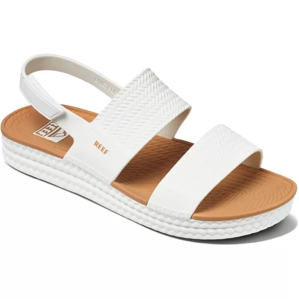 imageREEF Water Vista Womens Platform Sandal Water Friendly Adjustable Velcro StrapWhiteTan
