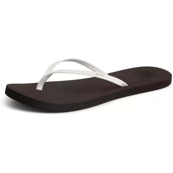 imageREEF Bliss Nights Womens Flip Flop Super Lightweight and Soft Footbed Thin Strap Beach SandalBrownWhite