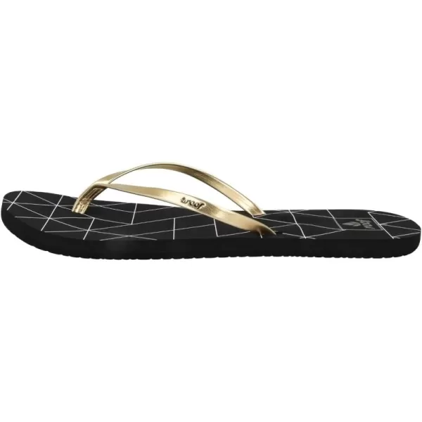 imageREEF Bliss Nights Womens Flip Flop Super Lightweight and Soft Footbed Thin Strap Beach SandalGold Pyramids