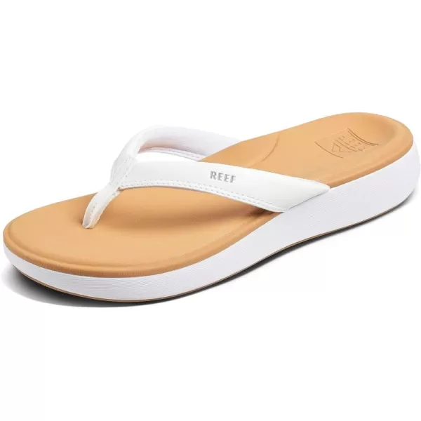 imageREEF Cushion Cloud Womens Flip Flop Super Soft Molded Footbed Arch SupportWhiteTan