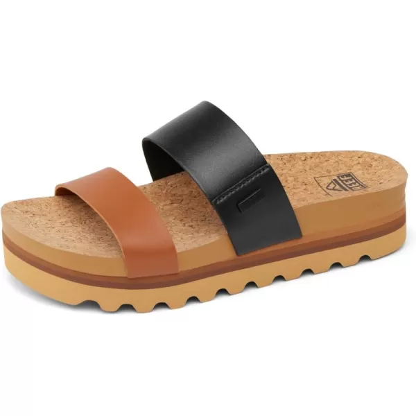 imageREEF Cushion Vista Hi Womens Platform Fashion Sandal Arch Support Ultra Soft Cushion FootbedBlack Duo