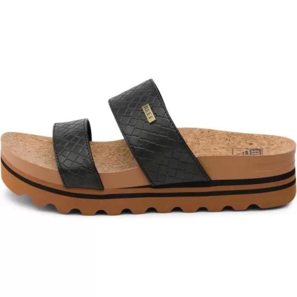 imageREEF Cushion Vista Hi Womens Platform Fashion Sandal Arch Support Ultra Soft Cushion FootbedBlack Wicker