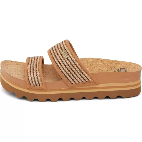 imageREEF Cushion Vista Hi Womens Platform Fashion Sandal Arch Support Ultra Soft Cushion FootbedChocolate Raffia
