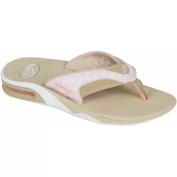 imageREEF Fanning Womens Bottle Opener Flip Flop Arch Support Durable Outsole Water FriendlyTaupe Pink White