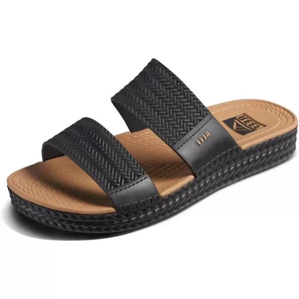 imageREEF Water Vista Slide Womens Platform Slide Water Friendly Arch SupportBlackTan
