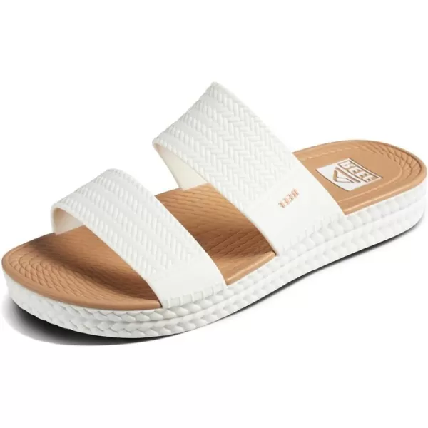 imageREEF Water Vista Slide Womens Platform Slide Water Friendly Arch SupportWhiteTan