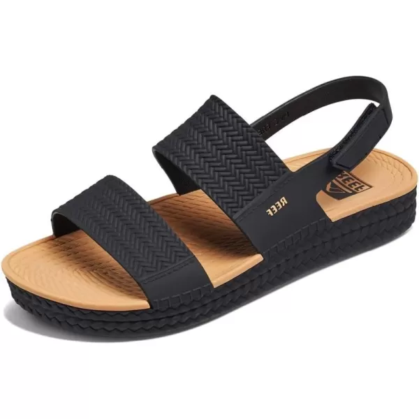 imageREEF Water Vista Womens Platform Sandal Water Friendly Adjustable Velcro StrapBlackTan