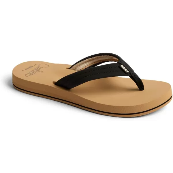 imageREEF Cushion Breeze Womens Flip Flop Ultra Soft Cushion Footbed Arch SupportBlackTan
