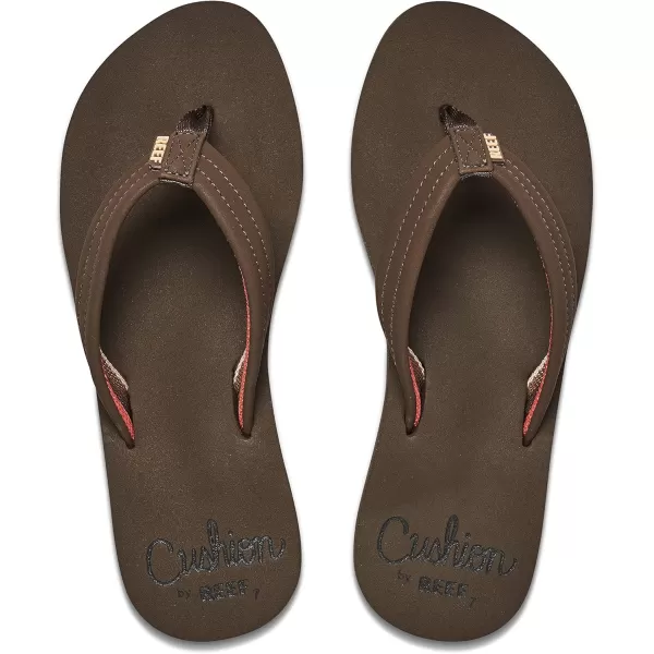 imageREEF Cushion Breeze Womens Flip Flop Ultra Soft Cushion Footbed Arch SupportChocolate