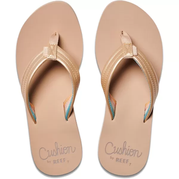imageREEF Cushion Breeze Womens Flip Flop Ultra Soft Cushion Footbed Arch SupportGolden Hour
