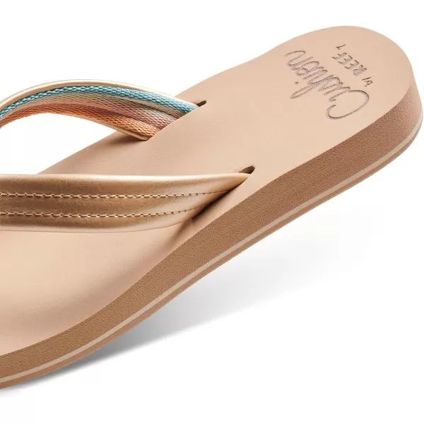 imageREEF Cushion Breeze Womens Flip Flop Ultra Soft Cushion Footbed Arch SupportGolden Hour
