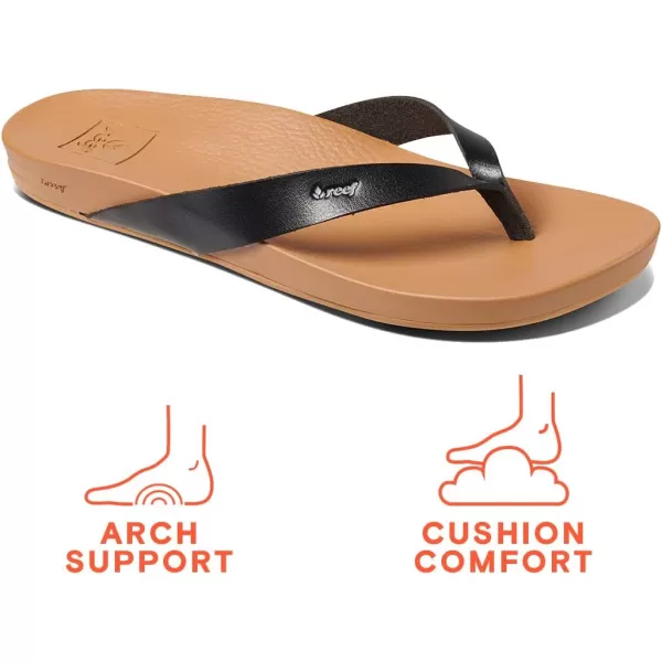 imageREEF Cushion Court Womens Flip Flop Molded Cushion Footbed Arch SupportBlackNatural