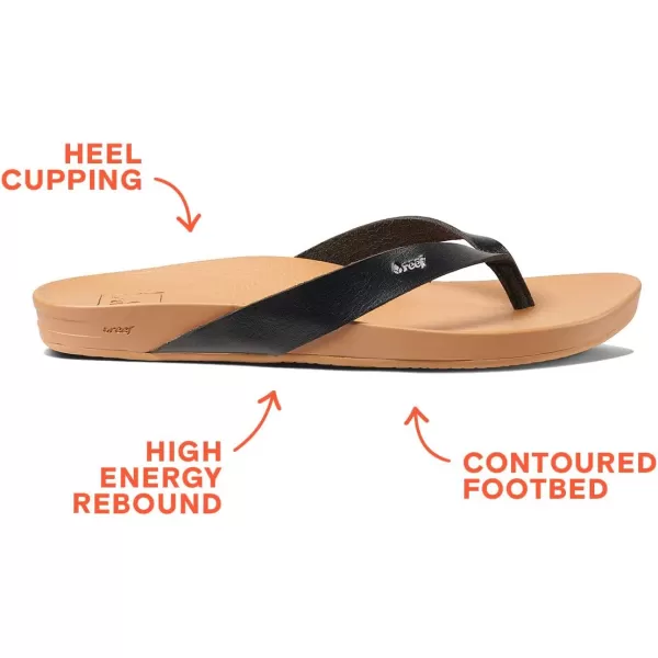 imageREEF Cushion Court Womens Flip Flop Molded Cushion Footbed Arch SupportBlackNatural