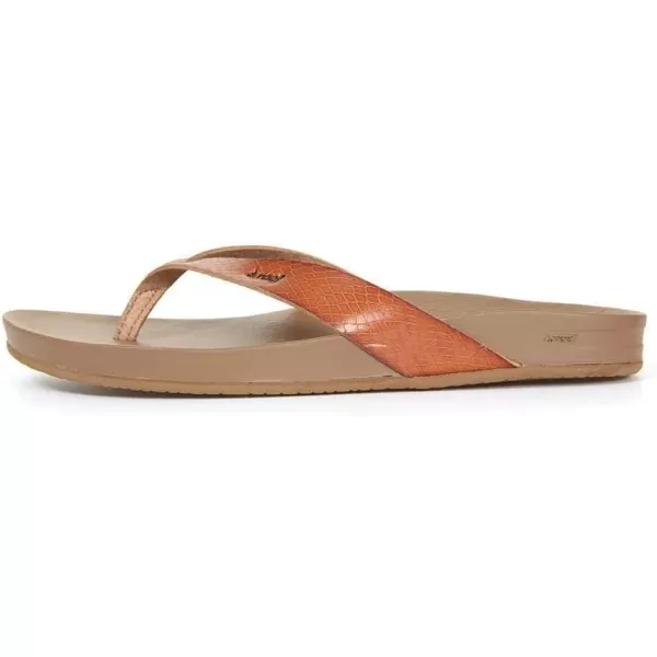 imageREEF Cushion Court Womens Flip Flop Molded Cushion Footbed Arch SupportBrownBrown Snake