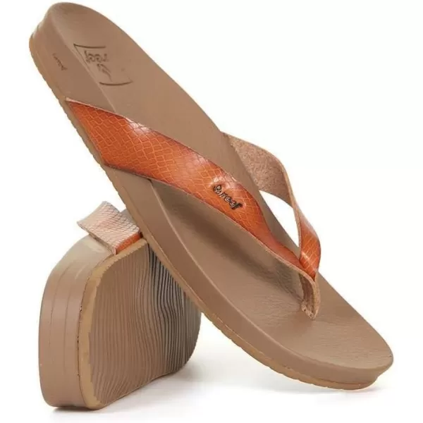 imageREEF Cushion Court Womens Flip Flop Molded Cushion Footbed Arch SupportBrownBrown Snake
