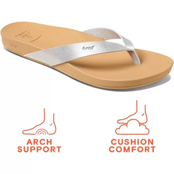 imageREEF Cushion Court Womens Flip Flop Molded Cushion Footbed Arch SupportSilver