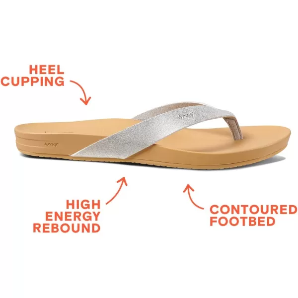 imageREEF Cushion Court Womens Flip Flop Molded Cushion Footbed Arch SupportSilver