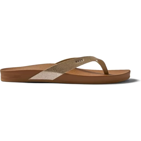 imageREEF Cushion Court Womens Flip Flop Molded Cushion Footbed Arch SupportTanChampagne